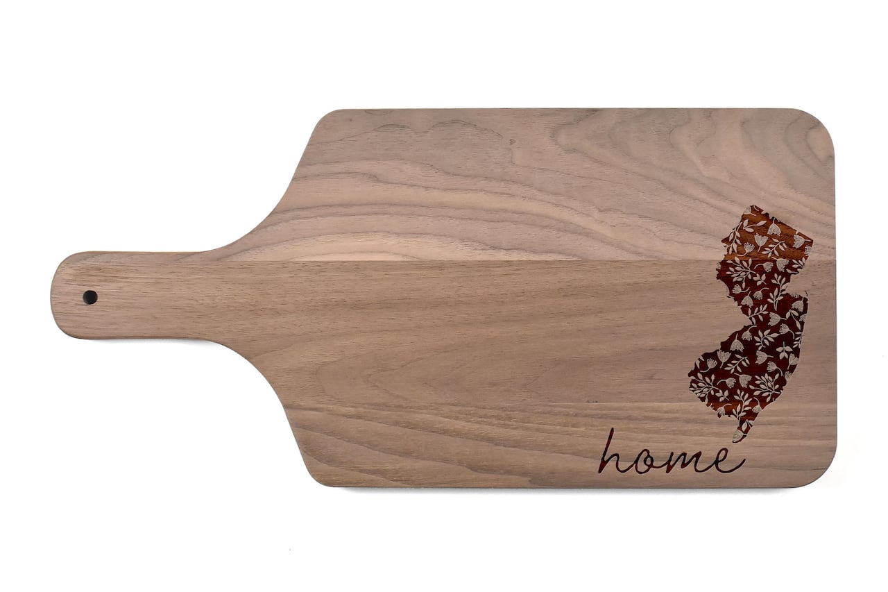 17&#x22; Floral Home State Walnut Paddle Cutting Board